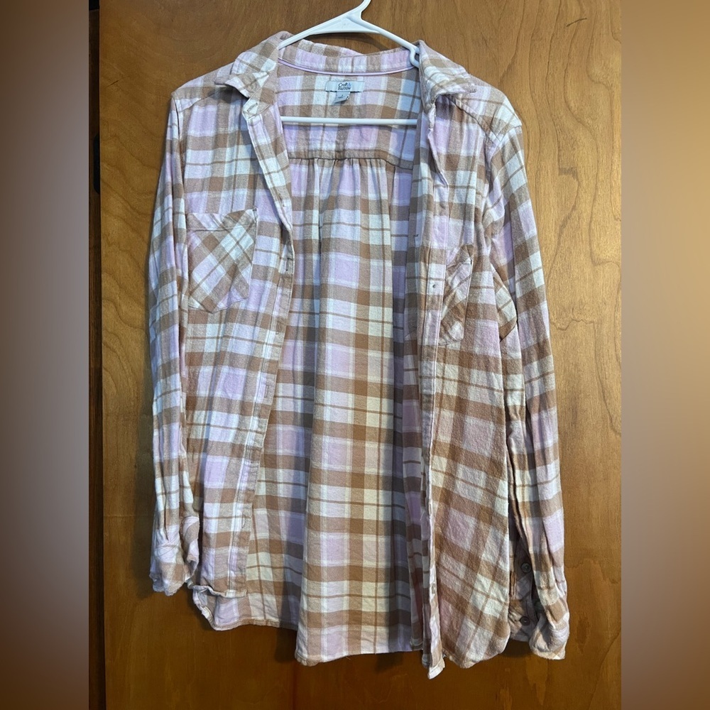 Plaid Shirt in Pink and Tan